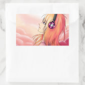 Sticker Rectangulaire Jolie fille Anime au coucher du soleil (Sac)