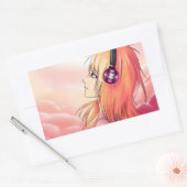 Sticker Rectangulaire Jolie fille Anime au coucher du soleil (Enveloppe)