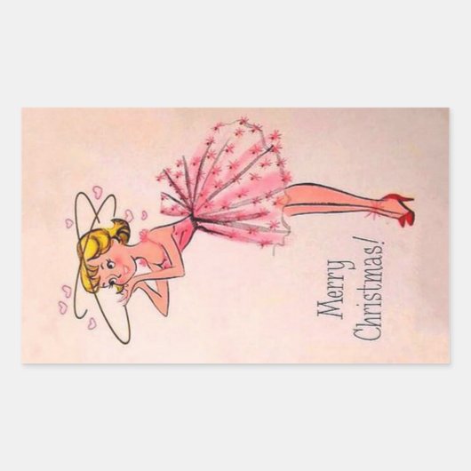 Sticker Rectangulaire Jolie fille de Noël Vintage (Devant)
