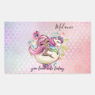 Sticker Rectangulaire Jolie fille, TU AS L'AIR MIGNON AUJOURD'HUI Unicor