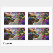 Sticker Rectangulaire Jolie fleur d'imaginaire Nom et adresse du chat (Feuille)