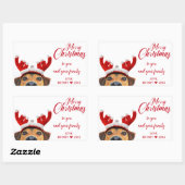 Sticker Rectangulaire Jolie Noël Chien Reindeer Headband Antler (Feuille)