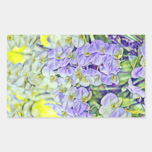 Sticker Rectangulaire Jolie orchidée jaune violet fleurs aquarelle