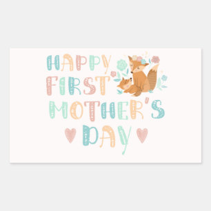 Sticker Rectangulaire Jolie typographie boho pour la première fête des m