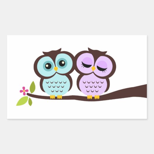Sticker Rectangulaire Jolies Chouettes (Devant)
