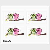 Sticker Rectangulaire Jolies Chouettes (Feuille)