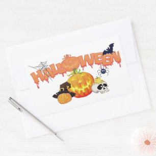 Sticker Rectangulaire Jolies décorations d'Halloween