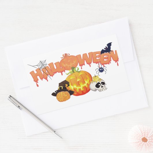 Sticker Rectangulaire Jolies décorations d'Halloween (Enveloppe)