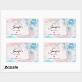 Sticker Rectangulaire Jolies fleurs bleues sur cuisine rose (Feuille)