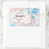 Sticker Rectangulaire Jolies fleurs bleues sur cuisine rose (Sac)