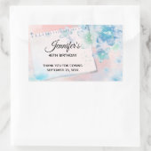 Sticker Rectangulaire Jolies fleurs bleues sur rose Arrière - plan Anniv (Sac)