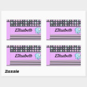 Sticker Rectangulaire Jolies fleurs colorées rayures éléphant (Feuille)