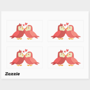 Sticker Rectangulaire Jolis Inséparables Amour Mariage Cérémonie de Mari
