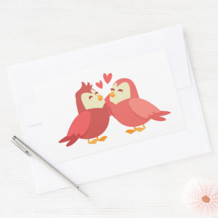 Sticker Rectangulaire Jolis Inséparables Amour Mariage Cérémonie de Mari