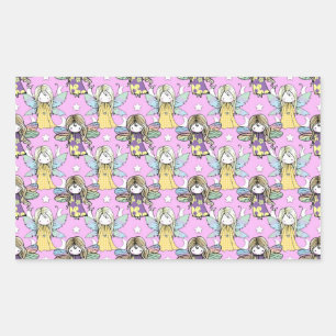Sticker Rectangulaire Jolis motifs de fées et d'étoiles et de lunes