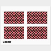 Sticker Rectangulaire Jolis petits cœurs rouges sur fond noir (Feuille)