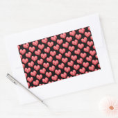 Sticker Rectangulaire Jolis petits cœurs rouges sur fond noir (Enveloppe)