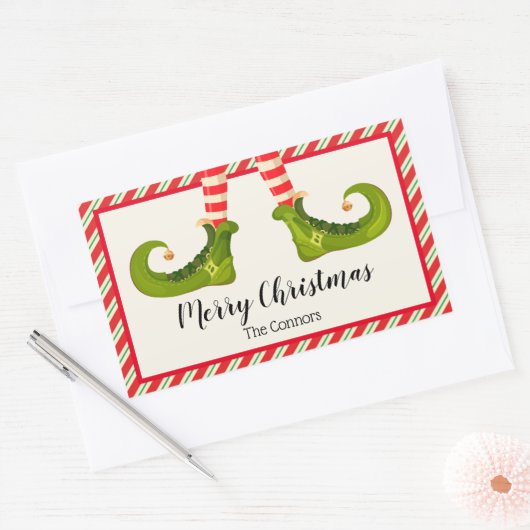 Sticker Rectangulaire Jolly Elfes de Noël (Enveloppe)