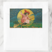 Sticker Rectangulaire Jolly Halloween sorcière Vintage (Sac)