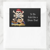 Sticker Rectangulaire Jolly roger, Bateau pirate & Poitrine de pirate (Sac)