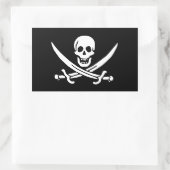 Sticker Rectangulaire Jolly roger de Calico Jack Rackham (NOIR) (Sac)