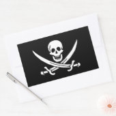Sticker Rectangulaire Jolly roger de Calico Jack Rackham (NOIR) (Enveloppe)