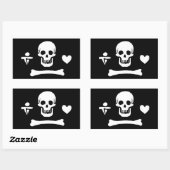 Sticker Rectangulaire Jolly roger du drapeau de Stede Bonnet Pirate (Feuille)