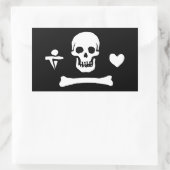 Sticker Rectangulaire Jolly roger du drapeau de Stede Bonnet Pirate (Sac)