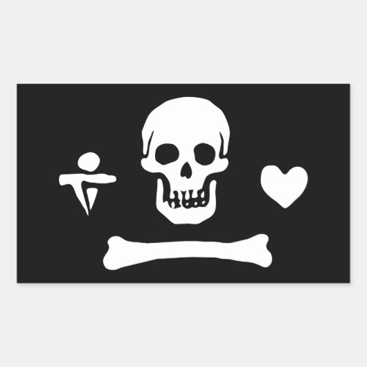 Sticker Rectangulaire Jolly roger du drapeau de Stede Bonnet Pirate (Devant)