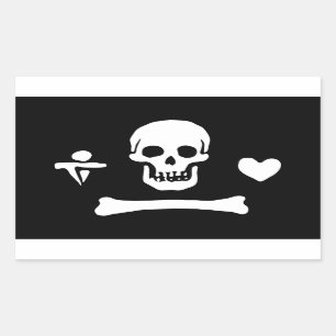 Sticker Rectangulaire Jolly roger du drapeau de Stede Bonnet Pirate