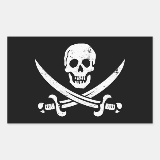 Sticker Rectangulaire Jolly roger du drapeau pirate John Rackham (Calico (Devant)