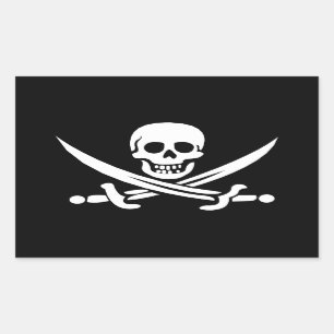 Sticker Rectangulaire Jolly roger piloté par le calicot Jack