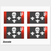 STICKER RECTANGULAIRE JOLLY ROGER SKULL ET TROIS LIEUX FLAG MONOGRAM (Feuille)