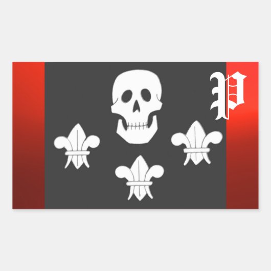 STICKER RECTANGULAIRE JOLLY ROGER SKULL ET TROIS LIEUX FLAG MONOGRAM (Devant)