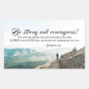 Sticker Rectangulaire Joshua 1:9 Soyez forts et courageux vers la Bible