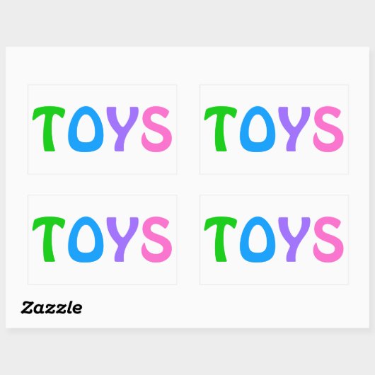 Sticker Rectangulaire JOUETS en lettrage coloré (Feuille)
