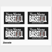 Sticker Rectangulaire Joueur d'équipe de baseball rétro AJOUTER NOM Pins (Feuille)