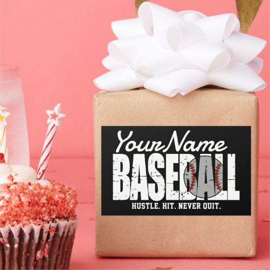 Sticker Rectangulaire Joueur d'équipe de baseball rétro AJOUTER NOM Pins (Fête)