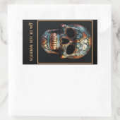 Sticker Rectangulaire Jour 3D du crâne mort, personnalisé (Sac)