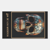 Sticker Rectangulaire Jour 3D du crâne mort, personnalisé (Devant)