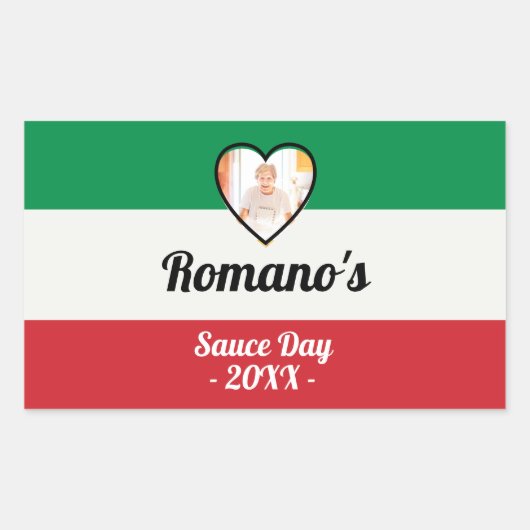 Sticker Rectangulaire Jour de l'étiquette de sauce de famille italienne (Devant)