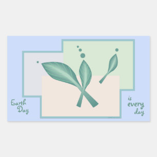 Sticker Rectangulaire Jour des terres Vert rose Turquoise Pastels Artsy