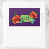 Sticker Rectangulaire Jour Gecko Avec Hibiscus (Sac)