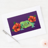Sticker Rectangulaire Jour Gecko Avec Hibiscus (Enveloppe)