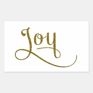 Sticker Rectangulaire Joy Script Gold Parties scintillant