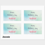 Sticker Rectangulaire Joyeuse fête des mères aux fleurs roses (Feuille)