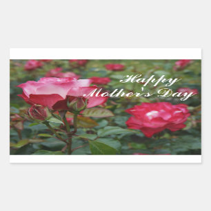 Sticker Rectangulaire Joyeuse fête des mères Cherry Parfait Rose #1 Stic