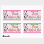 Sticker Rectangulaire Joyeuse fête des mères rose (Feuille)