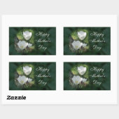 Sticker Rectangulaire Joyeuse Fête des Mères Tulipes blanches (Feuille)