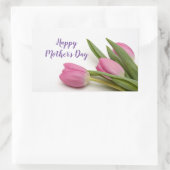 Sticker Rectangulaire Joyeuse Fête des Mères Tulipes roses (Sac)